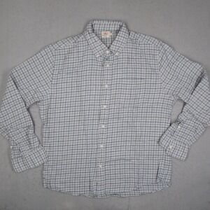 Faherty Brand Mens XL Blue Grey Windowpane Plaid Cotton Button Down Shirt L/S